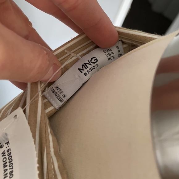 Mango tan striped button down dress w/ belt- NWT - Picture 5 of 5